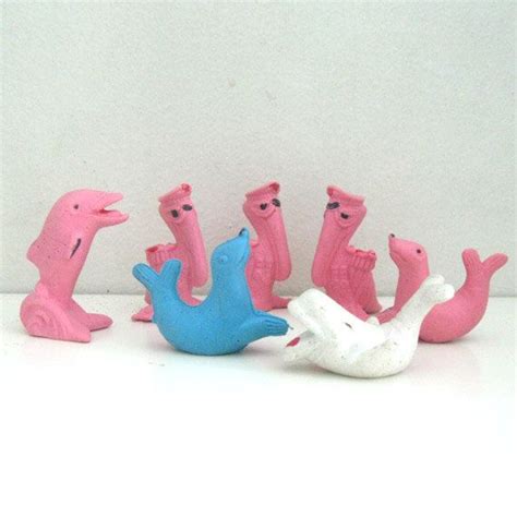 7 Vintage Miniature Diener Rubber Eraser Sea Animal Toy Etsy