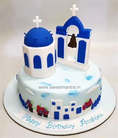 Santorini Theme Customised Cake For Wife S Birthday Adult Birthday