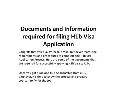 Documents And Information Required For Filing H1b Visa