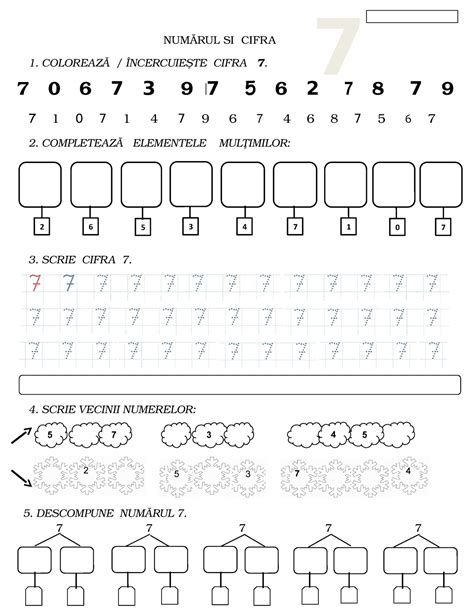 Numarul Si Cifra 7 NumĂrul Si Cifra 2 CompleteazĂ Elementele