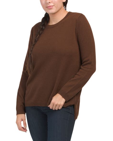 Cashmere High Low Hem Crew Neck Sweater Sweaters T J Maxx