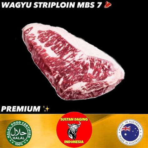 Promo Wagyu Striploin Mb Gram Import Aussie Steak Wagyu Striploin