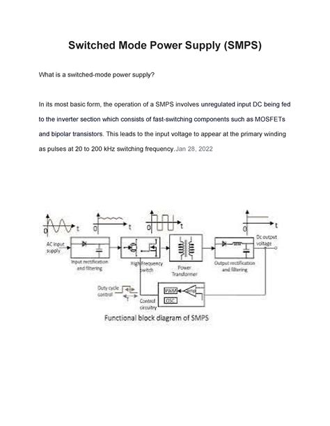 Switched Mode Power Supply This Leads To The Input Voltage To Appear At The Primary Winding As