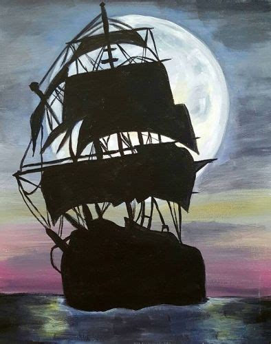 Pirate Ship Moonilght Paint Nite Painting Pirate Painting Pirate