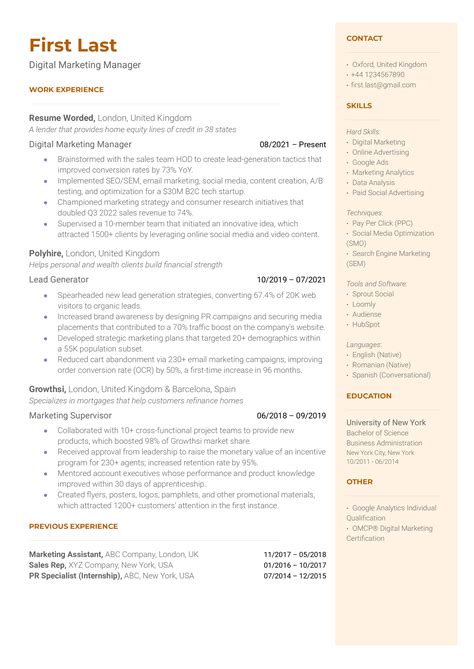 24 Digital Marketing CV Examples For 2024 Resume Worded