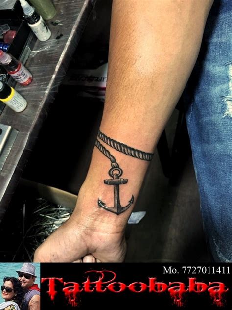 An anchor with rope tattoo on wrist done at #tattoobaba Website:http ...