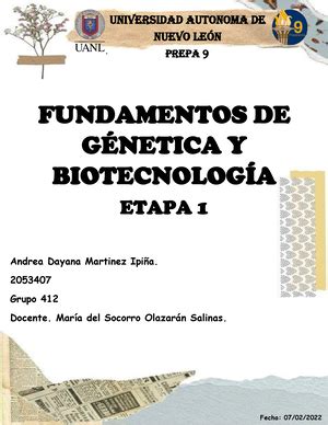 EVIDENCIA ETAPA 1 FENOMENOS DE GENÉTICA Y BIOTECNOLOGÍA Células