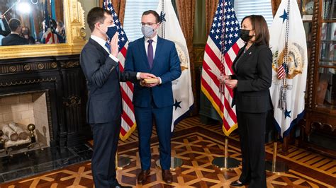 Pete Buttigieg Being Sworn In As The First Openly Gay Confirmed Cabinet