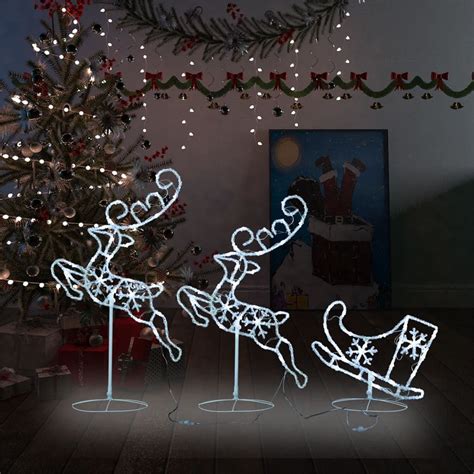 Vidaxl Weihnachtsdeko Led Rentiere Schlitten Acryl X X Cm