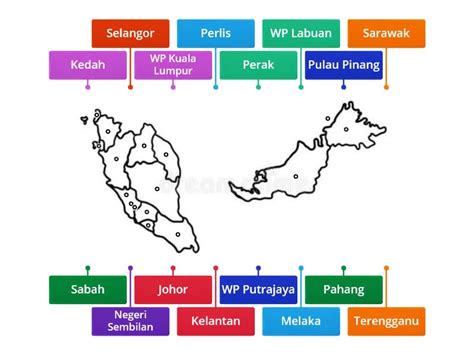 Peta Malaysia Negeri Negeri Di Malaysia Diagrama Con Etiquetas