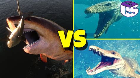 Megalodon Vs Mosasaurus Vs Kronosaurus Jurassic World Evolution 2 Youtube