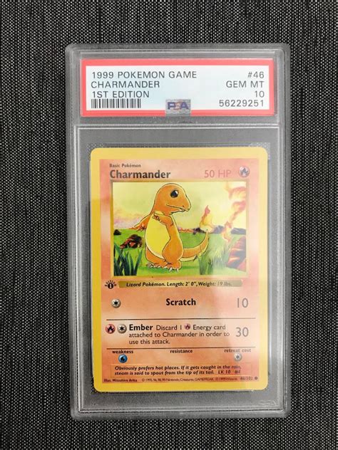 1st Edition Charmander PSA 10 Gem Mint Base Set Pokemon 1999 Aukro