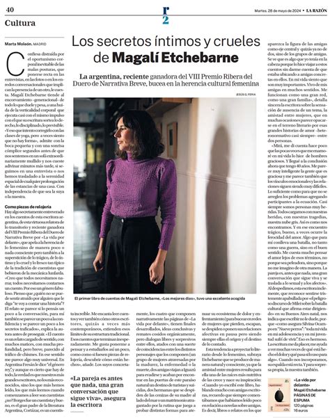 Magalí Etchebarne entrevistada en La Razón Editorial Páginas de Espuma