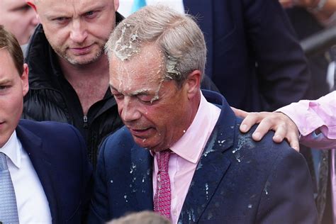 Two People Arrested After Milkshake Thrown Over Nigel Farage As He