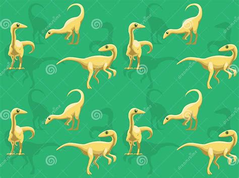 Caricatura De Dinosaur Compsognathus Fondo De Fondo Sin Fisuras Ilustración Del Vector