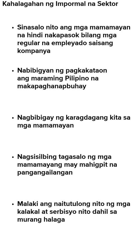 Ano Ang Kahalagahan Ng Positibong Epekto Ng Impormal Na Sektor Sa Mga