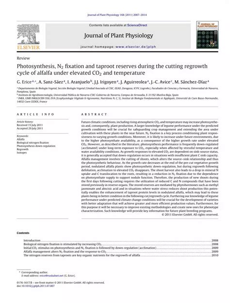 PDF Photosynthesis N2 Fixation And Taproot Reserves During The