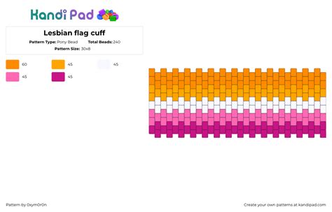 Lesbian Flag Cuff Pony Bead Pattern Kandi Pad Kandi Patterns Fuse Bead Patterns Pony Bead