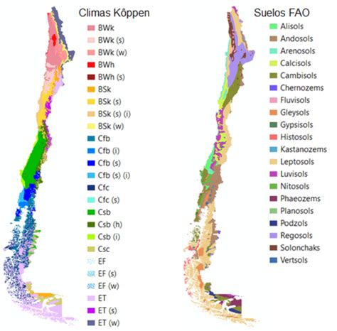 Climas y suelos de Chile según Rubel y Kottek 2010 y FAO 2014