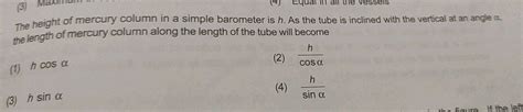 3 Max 14 Equal In All The Vessels Height Of Mercury Column In A Simple