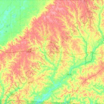 Grady County topographic map, elevation, relief