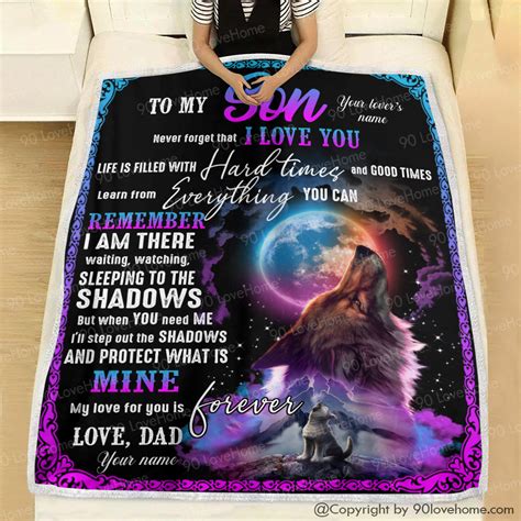 To My Son Wolf Moon Fleece Blanket My Love For You Is Forever From Dad