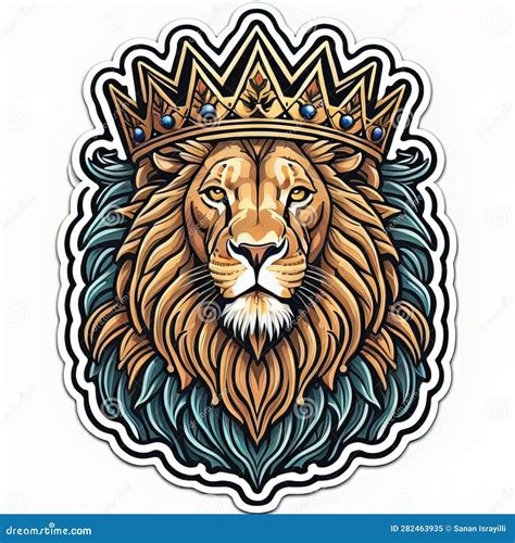 Lion Head With Crown Lion Head With Crown Vector Illustration Stock