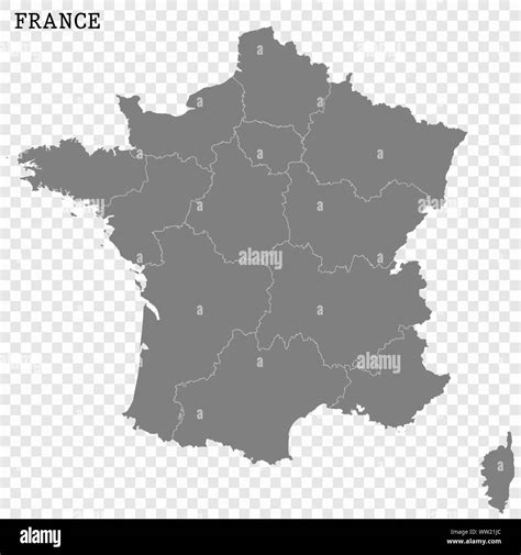 Mapa De Francia De Alta Calidad Con Las Fronteras De Las Regiones