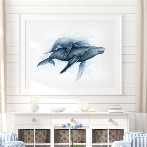 Humpback Whale Art Print Whale Watercolor Nursery Art Tiny Toes Design