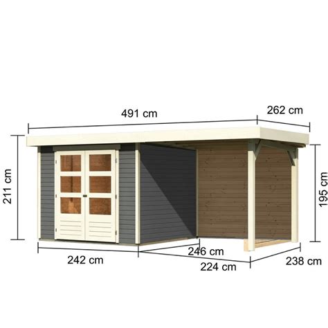 Abri Askola En Bois Gris Mm Avec Appentis Et Paroi Woodfeeling