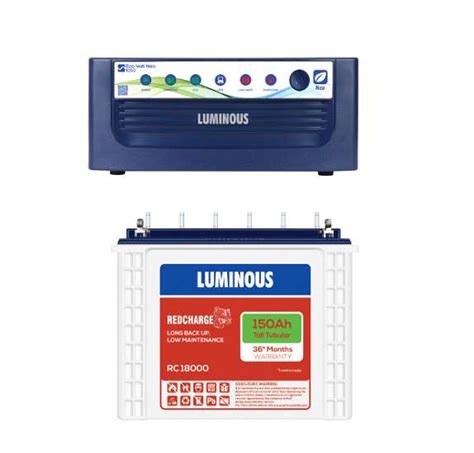 Luminous Eco Volt Neo Inverter With Luminous Rc Ah Tall Tubular