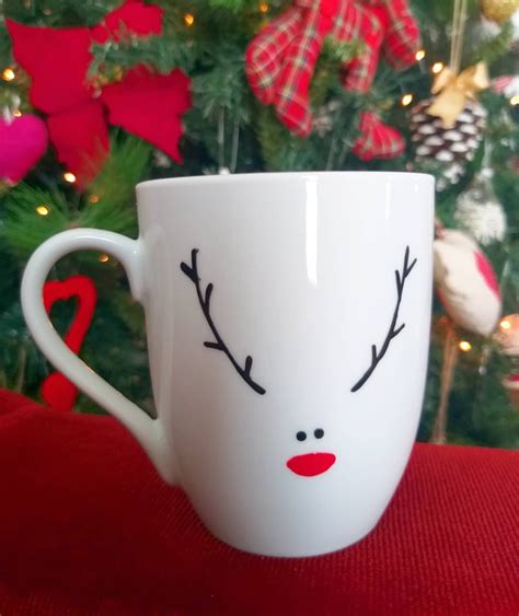 Mug De Noël Mug En Céramique Blanche Peint à La Main Etsy France