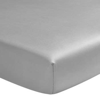 Drap Housse En Satin De Coton Gris X Teophile Maisons Du Monde