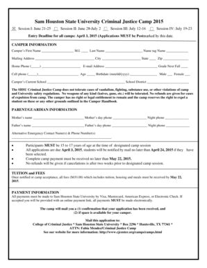 Fillable Online Shsu Application Sam Houston State University Shsu