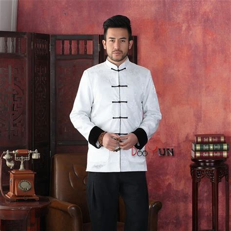 Discount Black White Mens Long Sleeve Two Face Jacket Kung Fu Coat