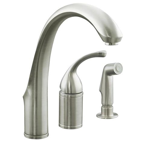 Kohler Forte Single Handle Standard Kitchen Faucet With Side Sprayer In Vibrant Brushed Nickel K