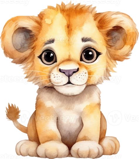 Cute Baby Lion Watercolor Png Clip Art King Jungle Image Off