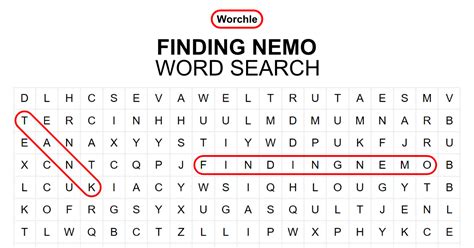 Online Finding Nemo Word Search Printable Worchle