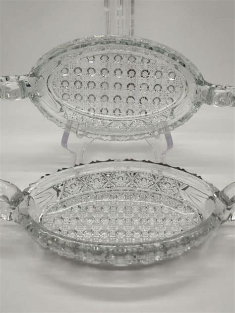 Vintage 1930’s Cut Glass Relish Dish Set with handles (pair) | Vintage ...