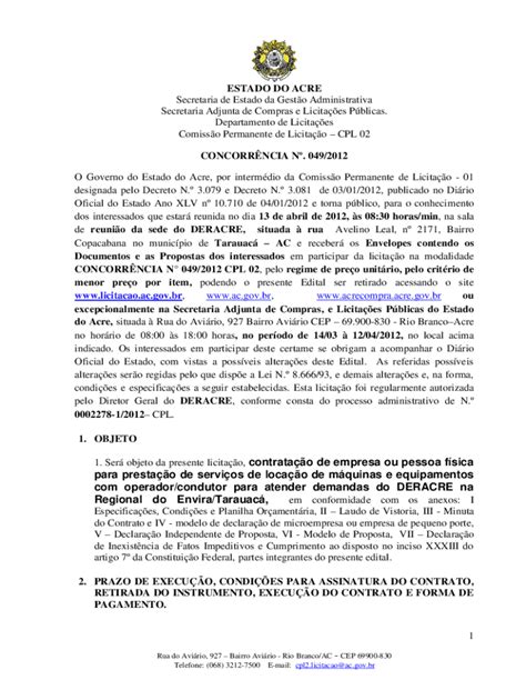 Preenchível Disponível O Governo do Estado do Acre por intermdio da