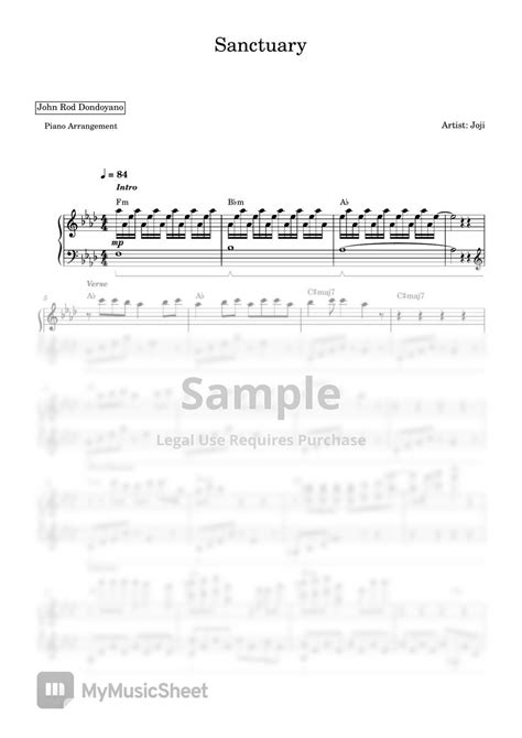 Joji Sanctuary Piano Sheet Sheets By John Rod Dondoyano