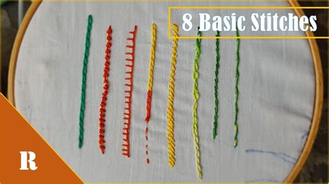 8 Basic Hand Embroidery Stitches For Beginners Youtube