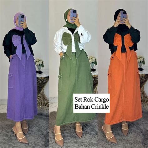 Jual PITA SET ROK CARGO CRINKLE AIRFLOW LD 110 SETELAN ROK CARGO