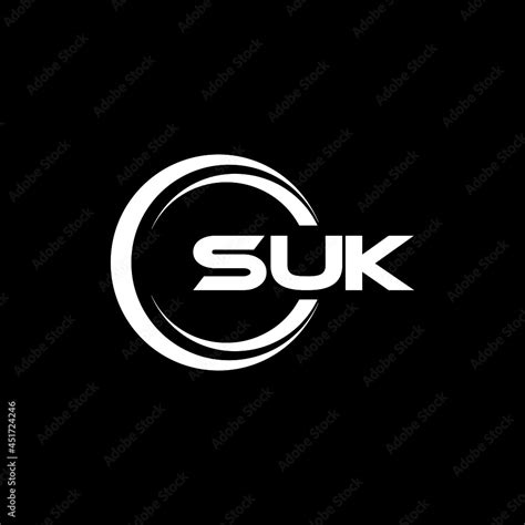 Suk Letter Logo Design With Black Background In Illustrator Vector