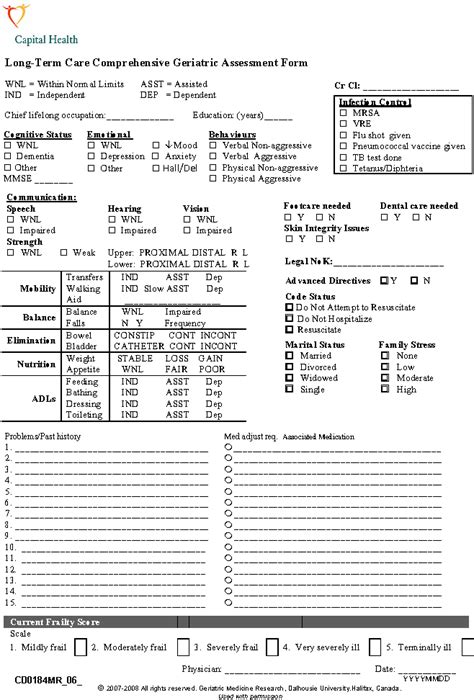 A Long Term Care—comprehensive Geriatric Assessment Ltc Cga Tool