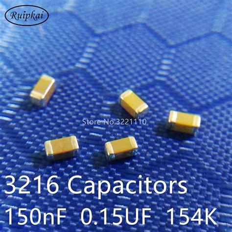 100pcs 1206 150nF 0 15uF 154K 50V SMD Thick Film Multilayer Ceramic