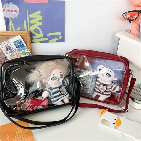 Pewanyzz Cotton Doll Bag Cross Body Shoulder Bag Transparent Pocket