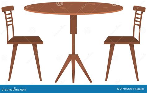 Mesa Redonda De Madera Con Sillas Muebles De Cocina O Comedor Aislados