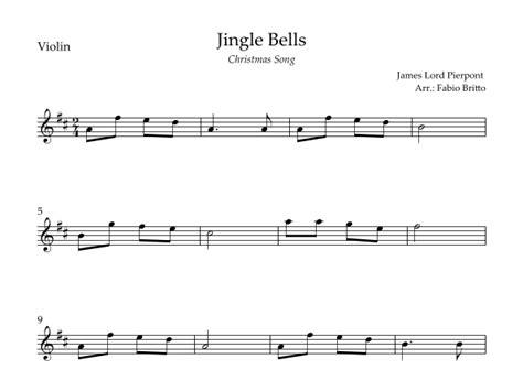 Jingle Bells Christmas Song For Violin Solo Arr Fabio Britto Sheet