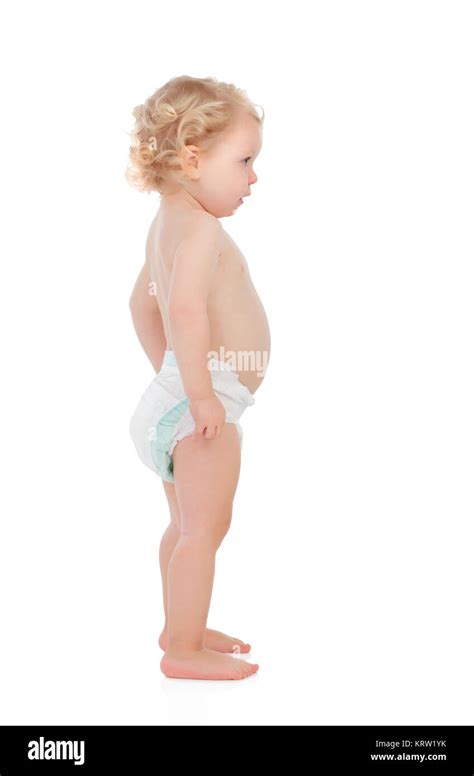 Adorable Blond Baby With Two Years In Diaper Stock Photo Alamy